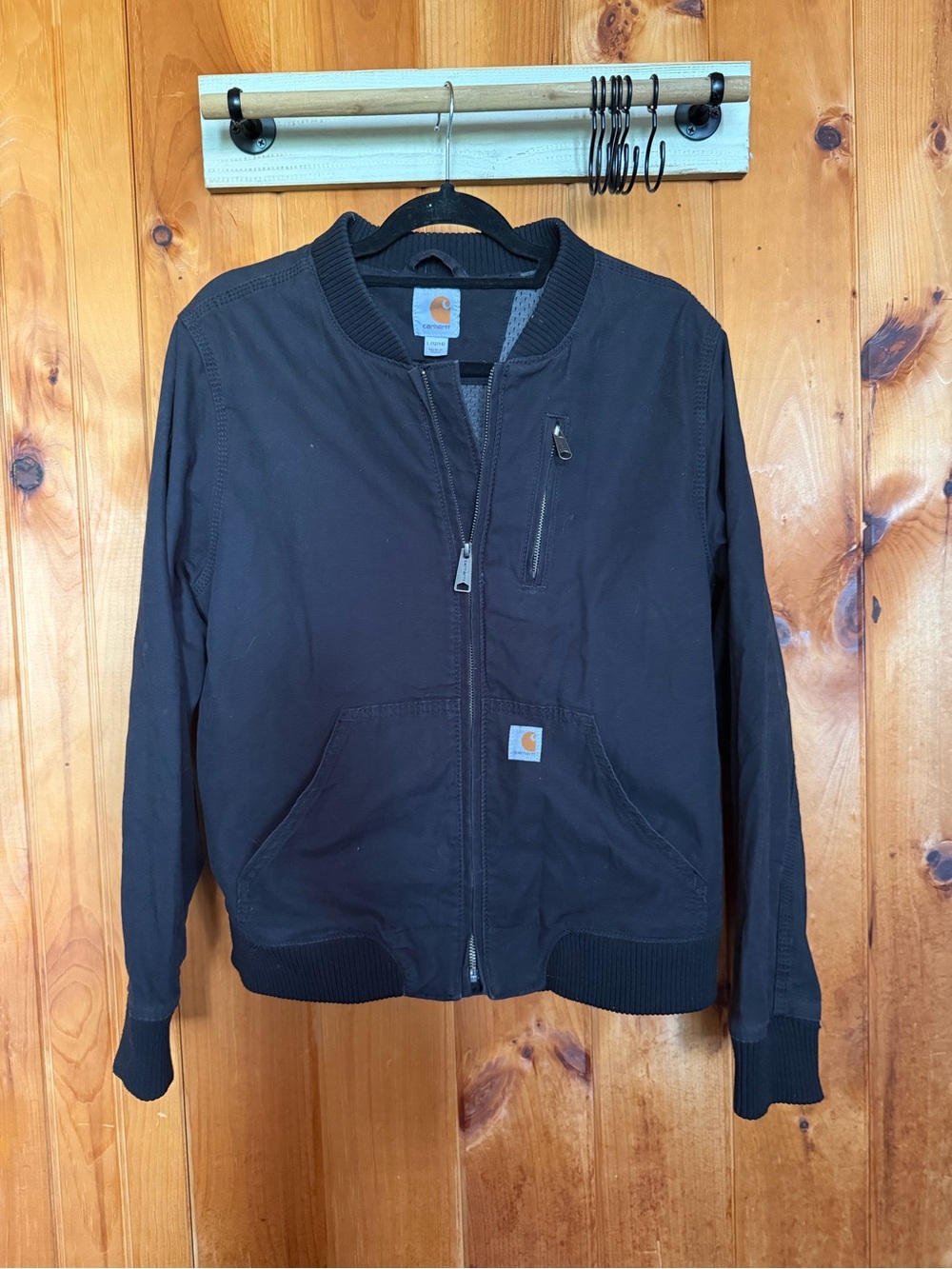 Carhartt Black Men’s Bomber Jacket with Chest Zip Pocket